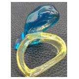 Colorful Crochet Scarf With Turquoise Border & 6 Napkin Rings Set