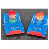 Vintage Fisher-Price Little People Service Vehicles & 1976 Kenner Tree Tots Fireman Figure