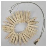Ivory Howlite Dagger Bead Necklace With Ship Pendant, 17-Inch Silver-Tone Chain
