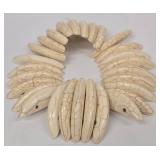 Ivory Howlite Dagger Bead Necklace With Ship Pendant, 17-Inch Silver-Tone Chain