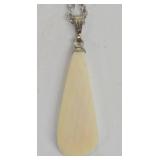 Ivory Howlite Dagger Bead Necklace With Ship Pendant, 17-Inch Silver-Tone Chain