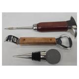 Lazy Fish Corkscrew Barware Set - 6.5in Corkscrew, Jigger (3/4 oz), Bottle Opener