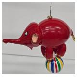 De Carlini Vintage Hand-Blown Glass Circus Elephant Ornament - Italian