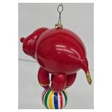 De Carlini Vintage Hand-Blown Glass Circus Elephant Ornament - Italian