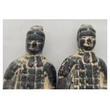 Terracotta Warrior Figures - 4 Vintage Statues, Tallest 4 in, One Hat Chipped