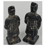 Terracotta Warrior Figures - 4 Vintage Statues, Tallest 4 in, One Hat Chipped