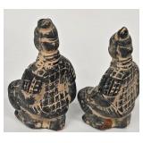 Terracotta Warrior Figures - 4 Vintage Statues, Tallest 4 in, One Hat Chipped
