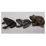 Three Metal Frog Sculptures - Vintage Garden Decor (Lot of 3)