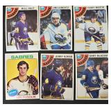 Vintage 1970s NHL Hockey Cards (Lot of 48) featuring Bruins, Sabres, North Stars, Penguins