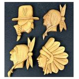 Native American Chief Head Hand Wood Carvings