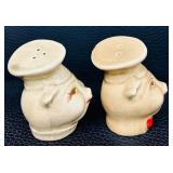 Vintage Mid Century Ceramic Pig Head Salt & Pepper Shakers - 4 in Tall, Missing Stoppers