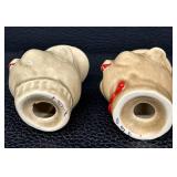 Vintage Mid Century Ceramic Pig Head Salt & Pepper Shakers - 4 in Tall, Missing Stoppers