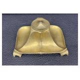 Vintage Brass Desk Inkstand with Dual Inkwells & Pounce Pot
