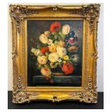 Floral Bouquet Oil Painting - Ornate Gilt Frame