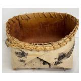 Birchbark Basket with 3 Cotton Kitchen Napkins