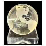 Arthur Court Designs 4-Inch Earth Globe Paperweight - Frosted Glass Globe on Stand