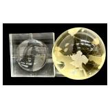 Arthur Court Designs 4-Inch Earth Globe Paperweight - Frosted Glass Globe on Stand