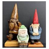 JDC Hand-Carved Gnome Set - 3-Piece Wood Figurines