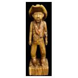 JDC 1980 Cowboy Hand-Carved Wooden Figure 11-Inch Tall