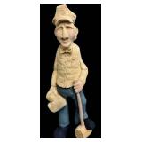 Man and Bird Hand Carved Wooden Figurines