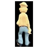 Man and Bird Hand Carved Wooden Figurines