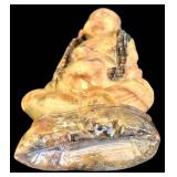 Soapstone Buddha Figurine & Fossil Fish Slab