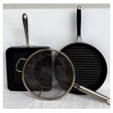 All-Clad 11-In Round Grill Pan, 19.5 x 11 In Square Grill Pan & Wire Fry Basket - 3-Piece Set