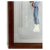 Hand Painted Geisha Frosted Glass Wood-Framed Glass Panel