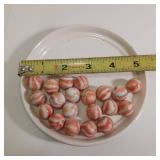 Large Lot of Antique Vintage Flame Orange Swirl Old Glass Marbles