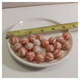 Large Lot of Antique Vintage Flame Orange Swirl Old Glass Marbles