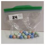 Large lot of Vintage Glass Marbles with multiple stripe colors
