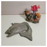 Faux fish and corral display with heavy metal Walleye