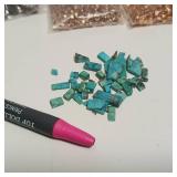 Attention Artists!  Large 6/0, seed beads, Genuine Turquoise jewelers scraps and other shell beads
