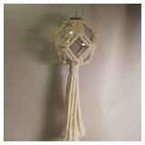 White cotton macrame - 3" clear glass bulb ornament