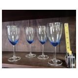 Vintage light cobalt blue glass bow l-  4 piece Wine Glass Set