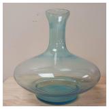 Lot of 2 UV reactive items:  exquisite antique cut glass hair receiver boasts a Victorian style and a Vintage Blue Italian Glass Decanter