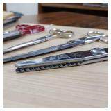 Vintage metal scissors, fabric pinking shears and Pin-it skirt marker.