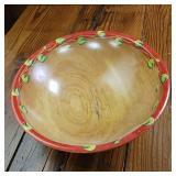 Cottagecore Decor: Hand Painted Solid Wooden Bowl