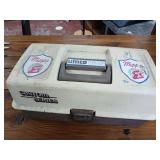 Umca 1703 - Custom Series - 3 shelf tackle box full of miscellaneous fishing lures and other supplies