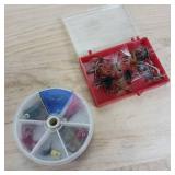 Lot of two containers with miscellaneous jigs and flies for fishing