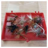 Lot of two containers with miscellaneous jigs and flies for fishing
