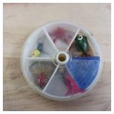 Lot of two containers with miscellaneous jigs and flies for fishing
