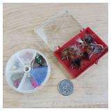 Lot of two containers with miscellaneous jigs and flies for fishing
