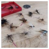 Lot of two containers with miscellaneous jigs and flies for fishing
