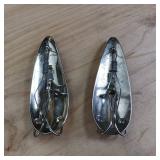 Two-piece lot of fish trap, weedless, snagless, spoon lures.