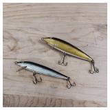 2 original Rapala - Finland, including the discontinued black and silver floating minnow lure
