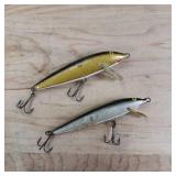 2 original Rapala - Finland, including the discontinued black and silver floating minnow lure