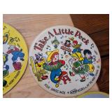 Vintage 6 1/2" pictures Record Guild of America "Turkey Straw", "Take A Little Peck", "The Princess and the Pea", "Planting Corn", "Oh Susanna", and "Laugh Laugh Phonograph"