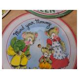 The colorful, illustrated labels feature classic nursery rhymes and simple moral lessons, such as "Shoo Fly Don