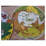 The colorful, illustrated labels feature classic nursery rhymes and simple moral lessons, such as "Shoo Fly Don